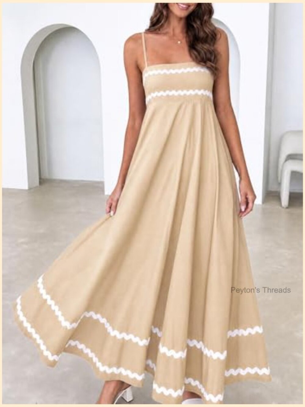 Spaghetti Strap Maxi Dress Flowy A Line with Pockets Beach Vacation Brunch - Picture 6 of 7